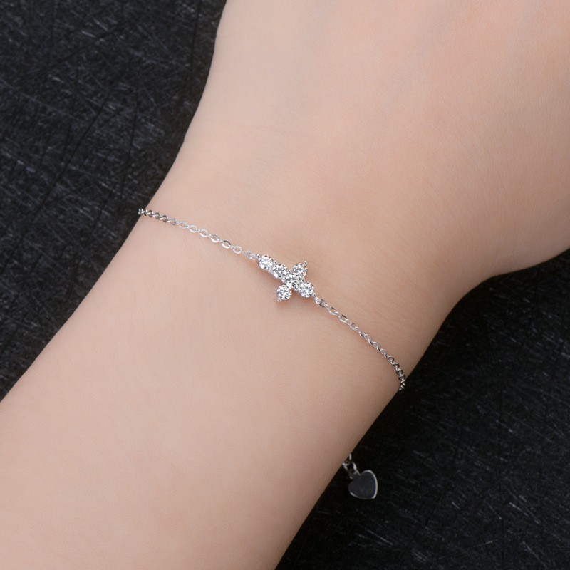 Sterling Silver Bracelet Manufacturer - OEM S925 Cross Moissanite Chain
