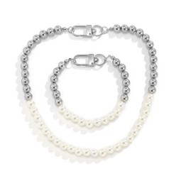 Father Jewelry Set Factory - OEM Simple Pearl Bracelet Necklace Set