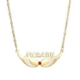 Name Necklace Manufacturer - OEM Custom Wings Zircon Letter Stainless Steel
