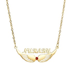 Name Necklace Manufacturer - OEM Custom Wings Zircon Letter Stainless Steel