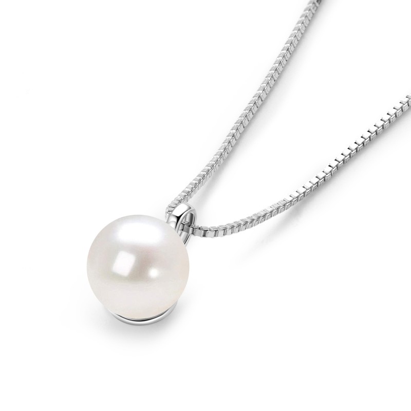 Sterling Silver Necklace Factory - OEM 925 Simple Natural Pearl Necklace