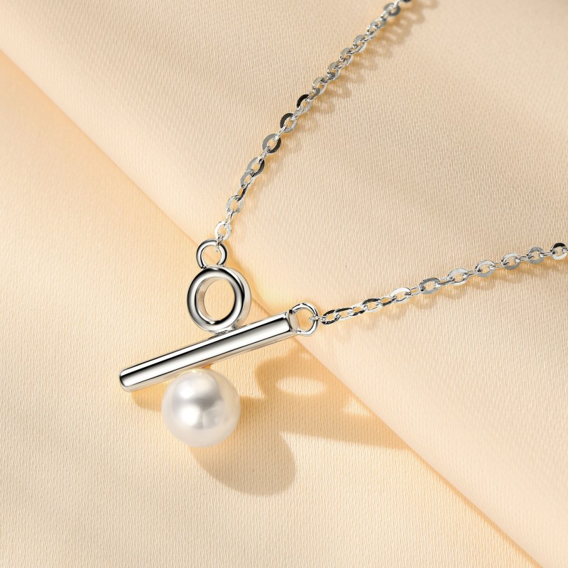 Sterling Silver Necklace Factory - OEM 925 Percentage Symbol Natural Pearl