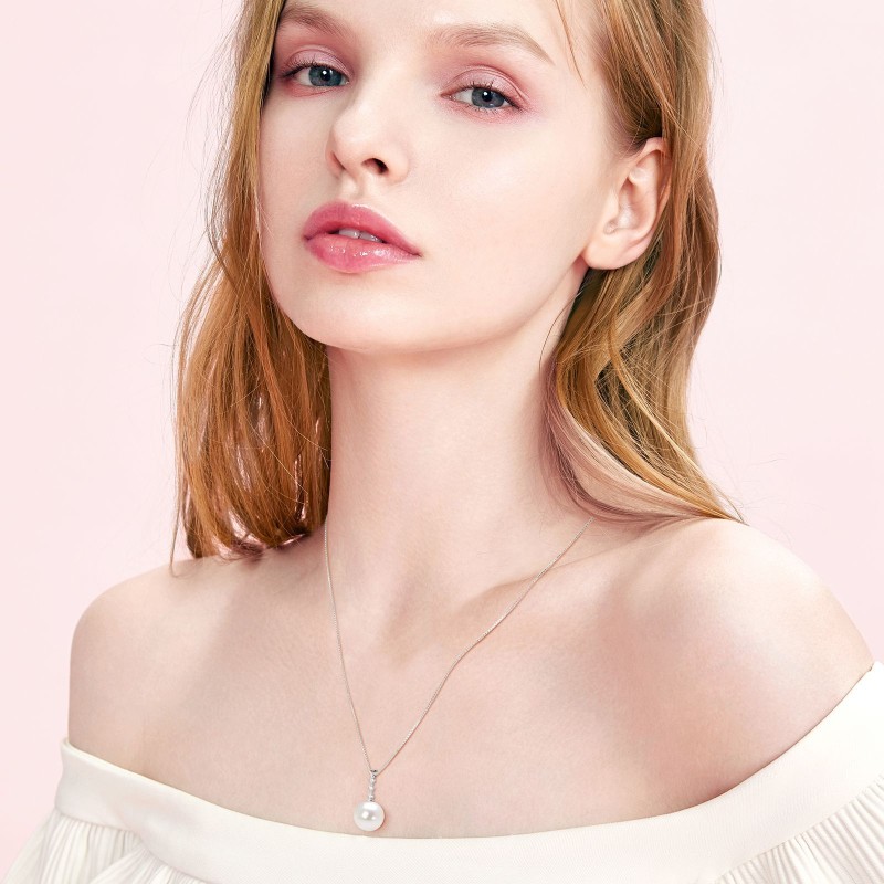 Sterling Silver Necklace Manufacturer - OEM 925 Square Zircon Pearl Pendant