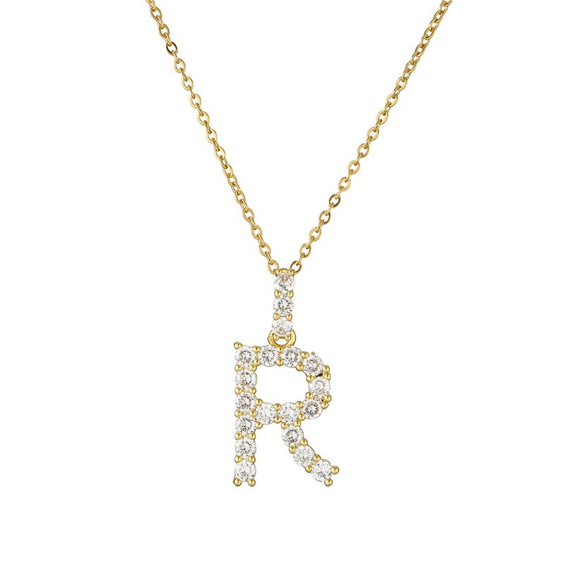 Letter Necklace Manufacturer - OEM 18K Gold Plated Initial Cubic Zirconia