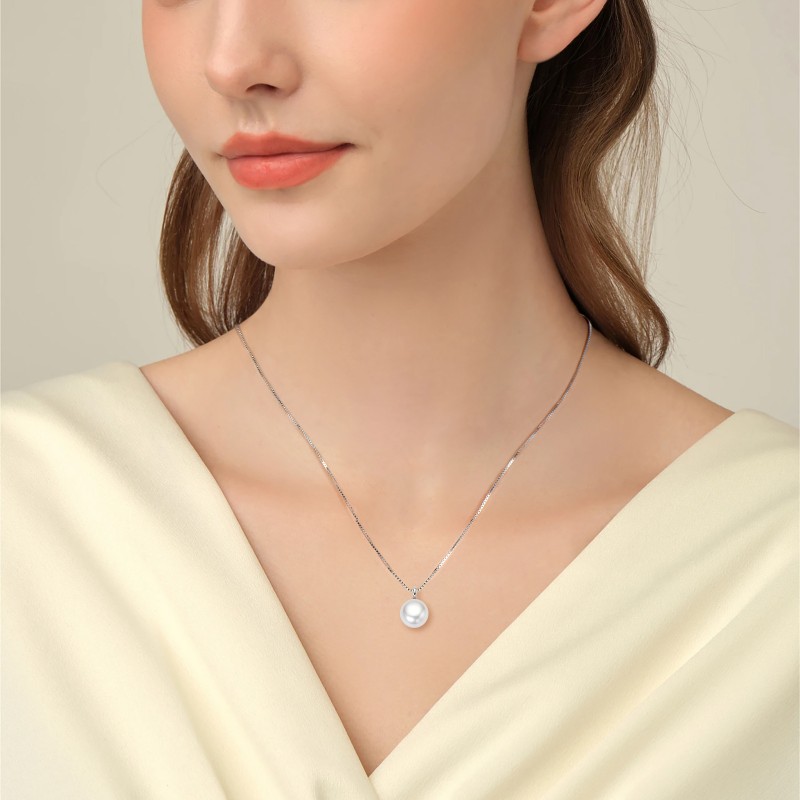 Sterling Silver Necklace Factory - OEM 925 Simple Natural Pearl Necklace