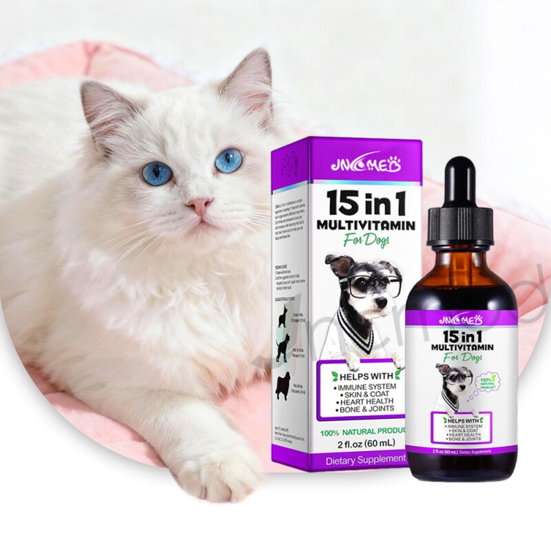 Pet Healthcare Liquid Supplements Manufacturer - 15-in-1 Multivitamin Drops for Dog & Cat Skin Coat Support