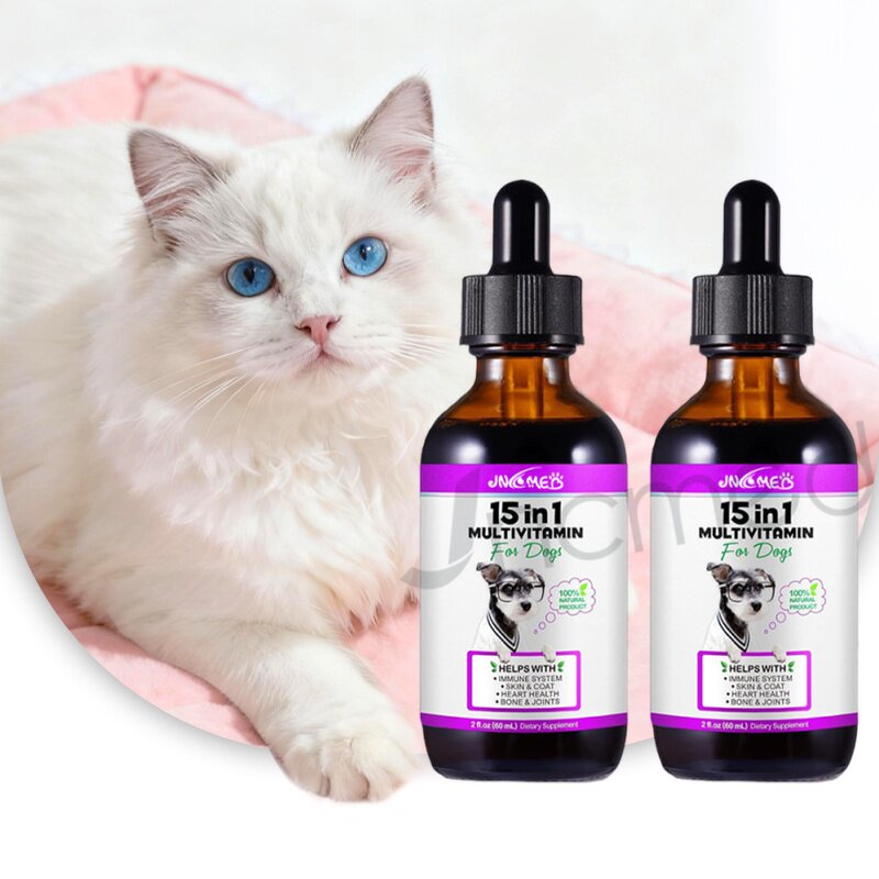 Pet Healthcare Liquid Supplements Manufacturer - 15-in-1 Multivitamin Drops for Dog & Cat Skin Coat Support
