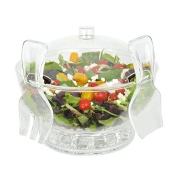 Salad Server Supplier - 6qt Clear Chilled Salad Bowl with Lid