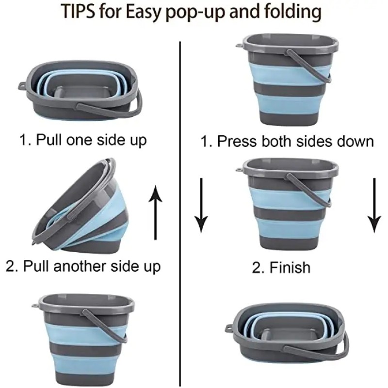 Collapsible Bucket Supplier - 2.6 Gallon Foldable Round Tub for Cleaning