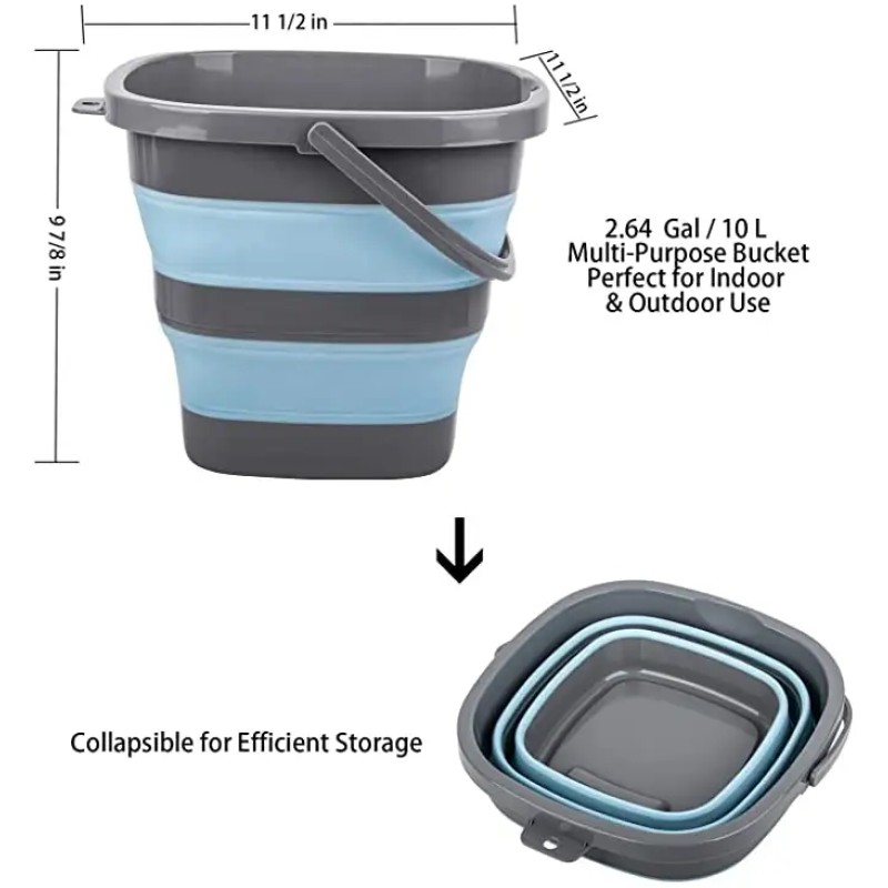 Collapsible Bucket Supplier - 2.6 Gallon Foldable Round Tub for Cleaning