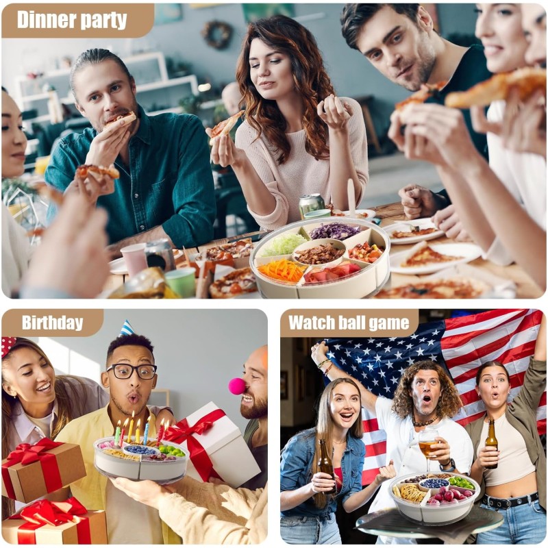 Snack Spinner Factory - Divided Rotating Tray with Lid