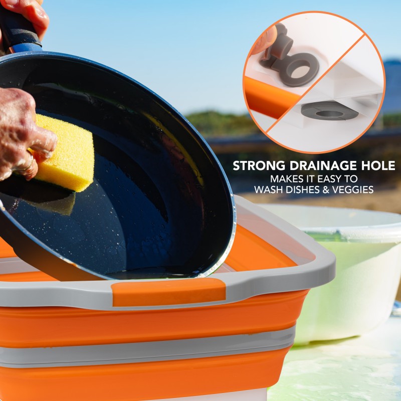 Collapsible Tub Manufacturer - Large 16L BBQ Prep Sink with Locking Lid