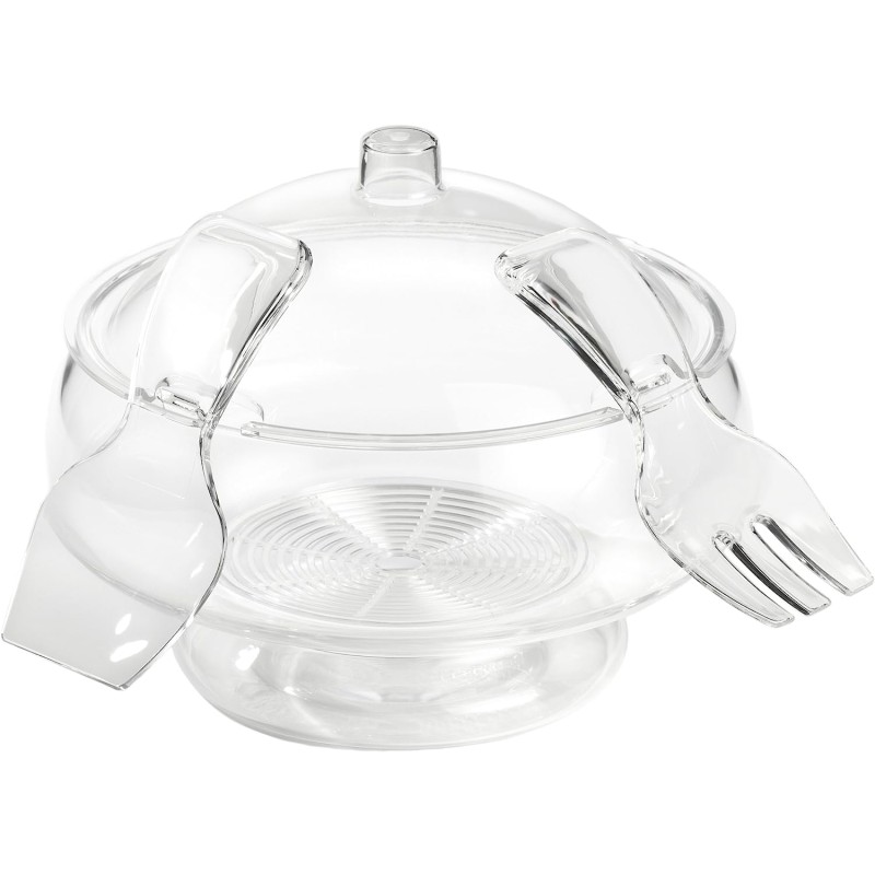 Salad Server Supplier - 6qt Clear Chilled Salad Bowl with Lid