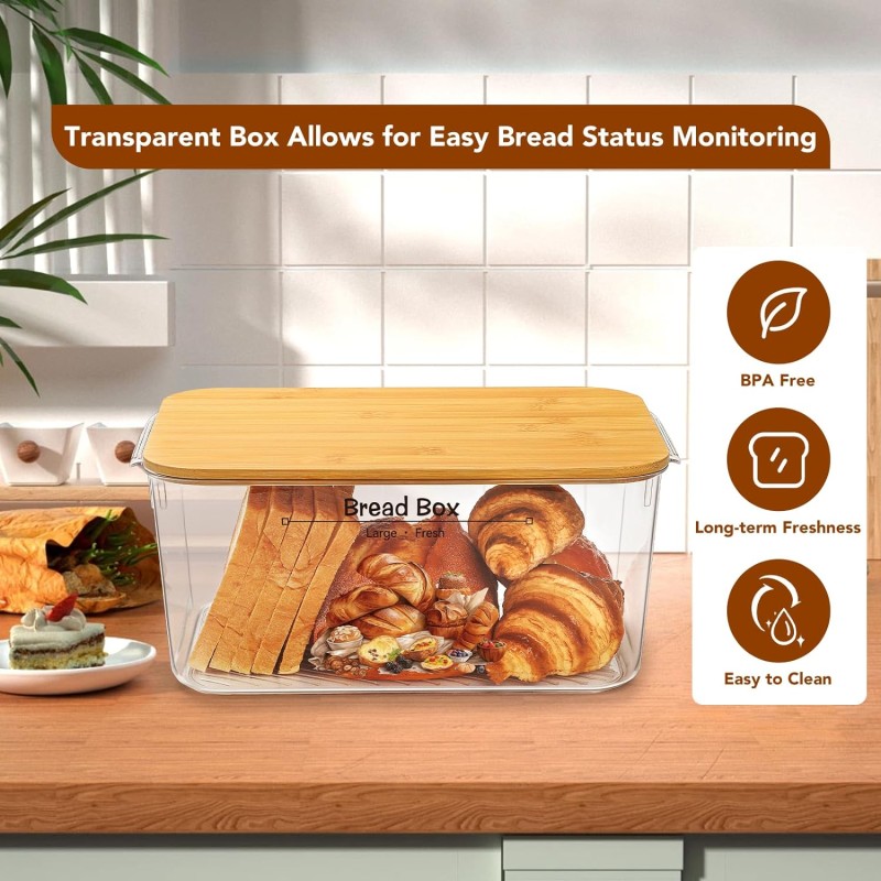 Bread Storage Box Factory - 8.5L with Bamboo Lid Container
