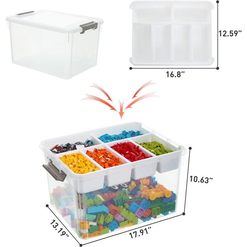 Storage Container Manufacturer - 32QT Clear Box with Removable Trays