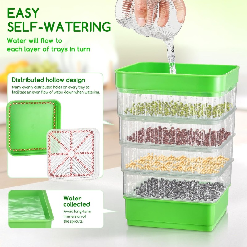 Sprout Kit Manufacturer - 4-Tier Stackable Sprouting Tray