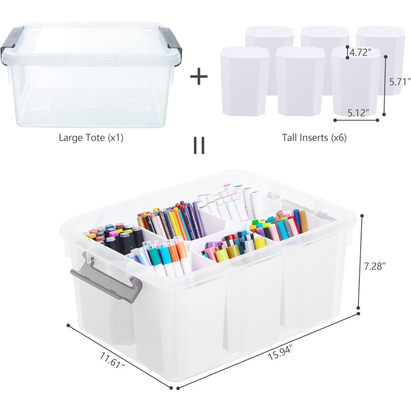 Storage Container Factory - 6 Compartment Clear Organizer Box