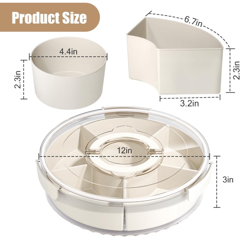 Snack Spinner Factory - Divided Rotating Tray with Lid