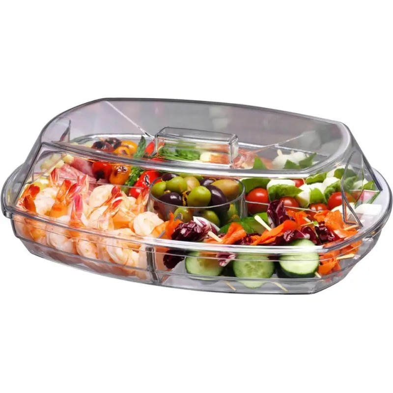 Appetizer Tray Manufacturer - 4 Compartment Transparent Serving Tray