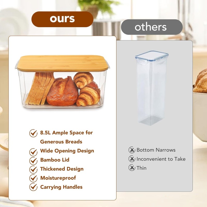 Bread Storage Box Factory - 8.5L with Bamboo Lid Container