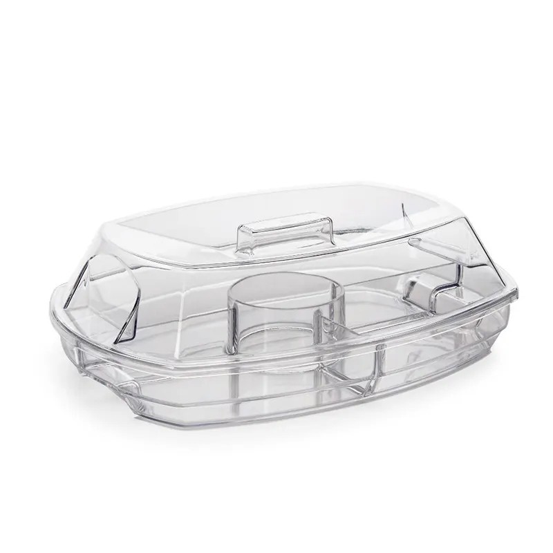 Appetizer Tray Manufacturer - 4 Compartment Transparent Serving Tray