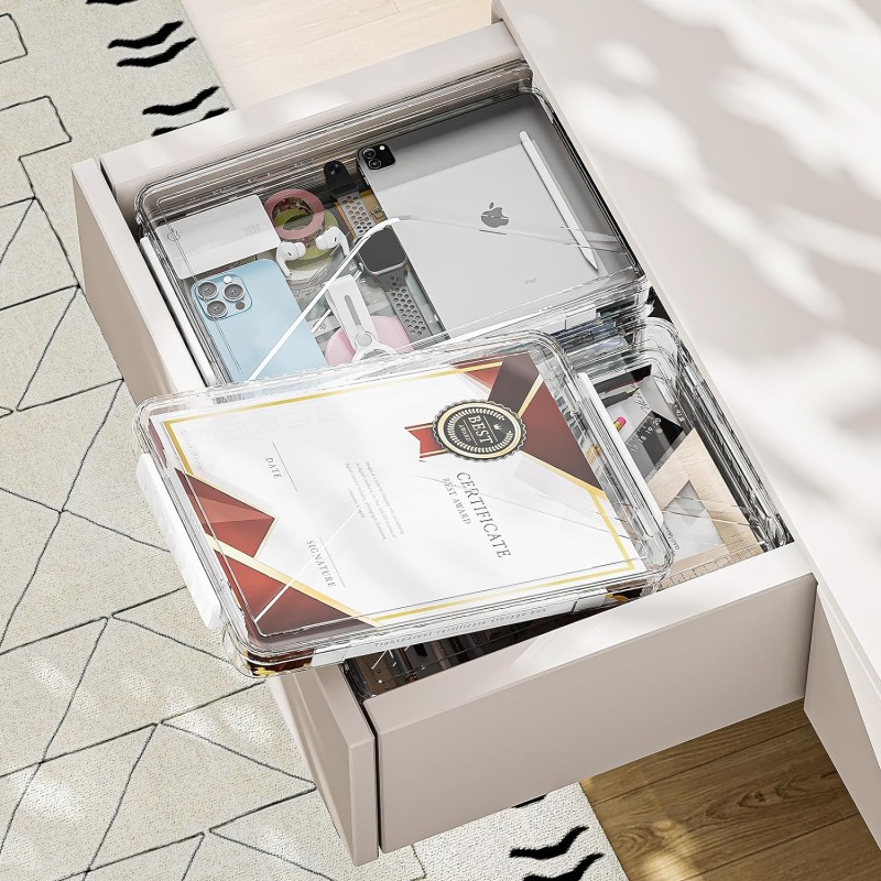 Magazine Box Supplier - Clear Stackable Storage Box with Handle