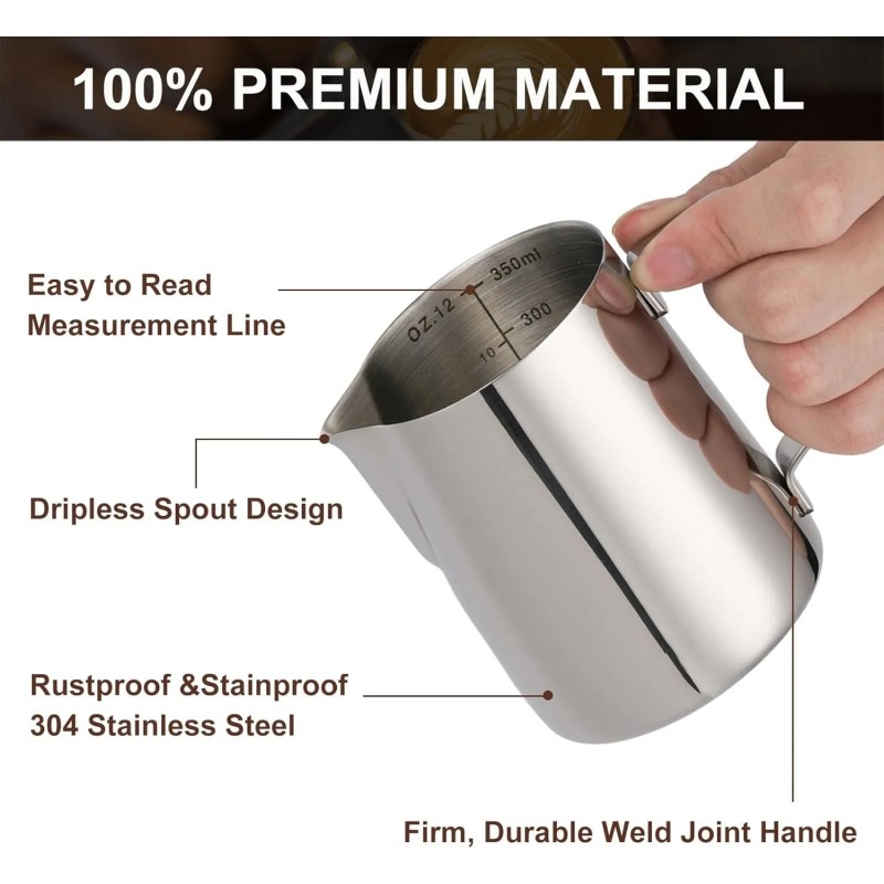 Milk Frothing Pitcher Supplier - 12oz Stainless Steel Steaming Cup