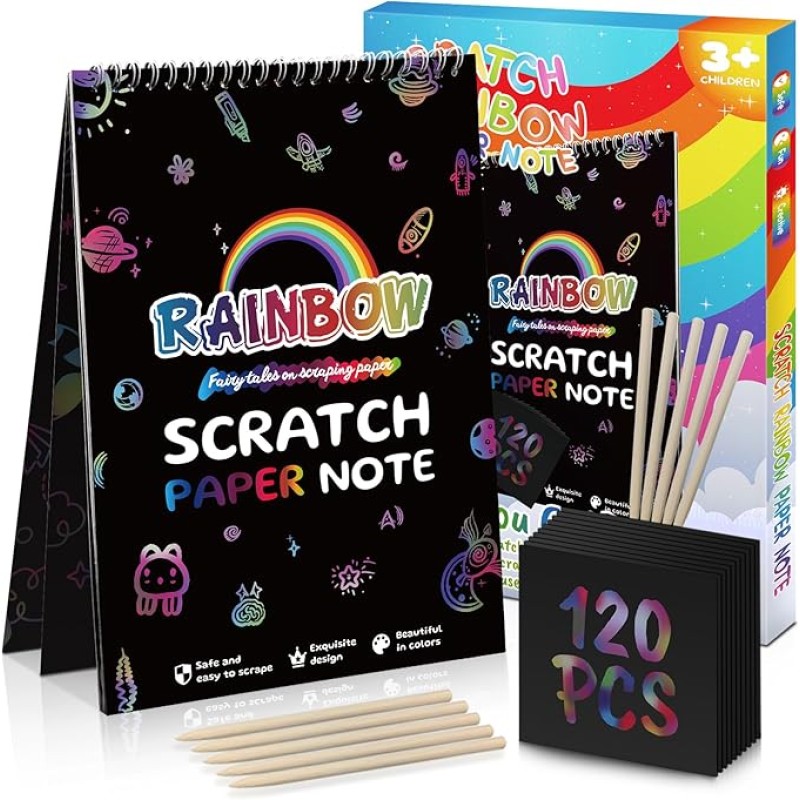 Scratch Art Paper Supplier - 130 Sheets Rainbow Scratch Paper