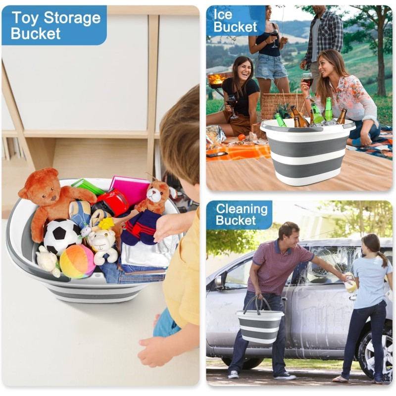 Collapsible Mop Bucket Supplier - 16L Silicone Square Cleaning Bucket