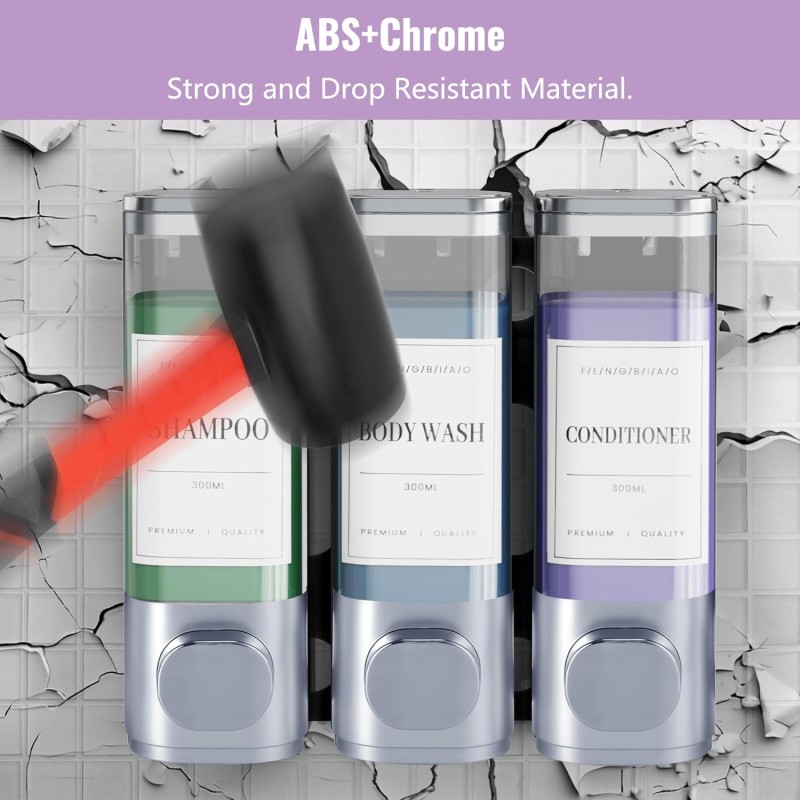 Shampoo Dispenser Supplier - 3-Chamber Wall Mounted Pump