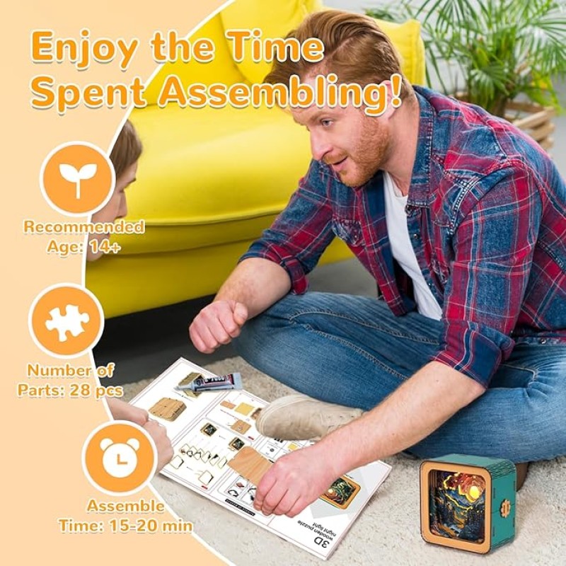 Wooden Puzzle Factory - 3D Nightlight DIY Crafts for Adults