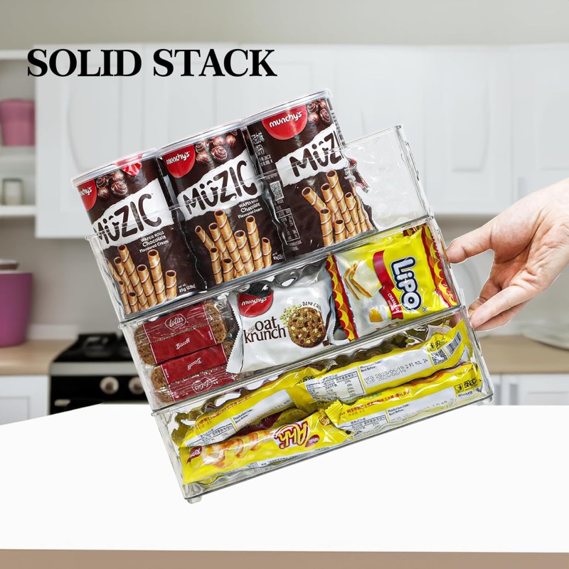 Storage Bins Factory - 4 Pack Clear Pantry Organizer