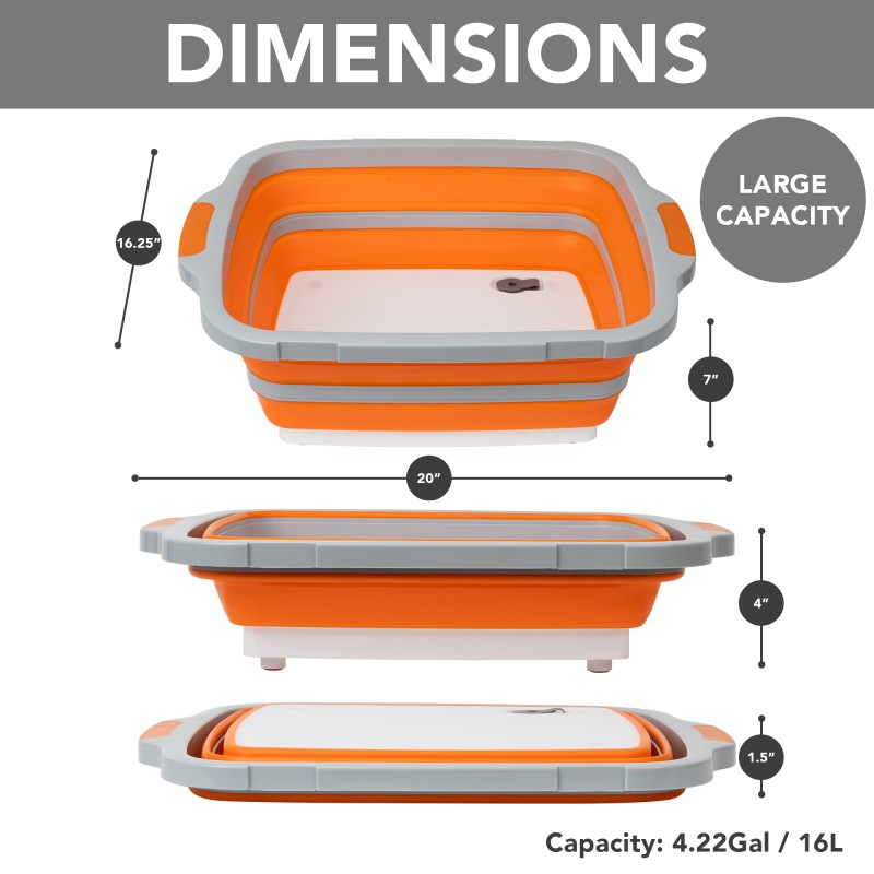 Collapsible Tub Manufacturer - Large 16L BBQ Prep Sink with Locking Lid