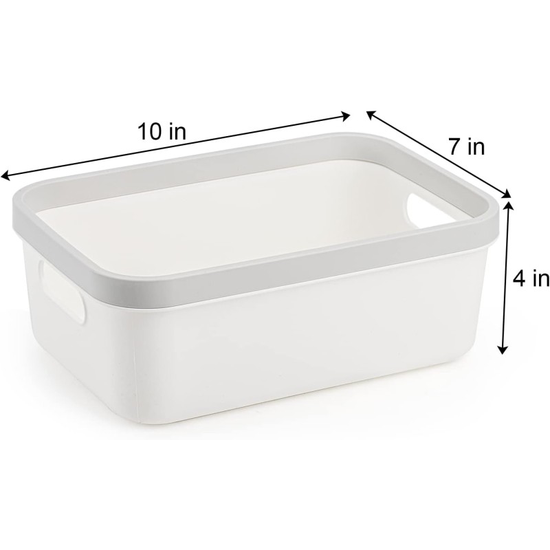Storage Bin Factory - 6 Pack Plastic Organizer Bins with Handle