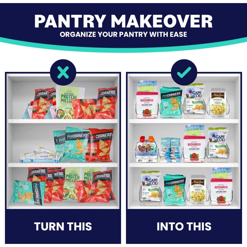 Snack Organizer Manufacturer - 4 Pack 3 Compartment Pantry Bins