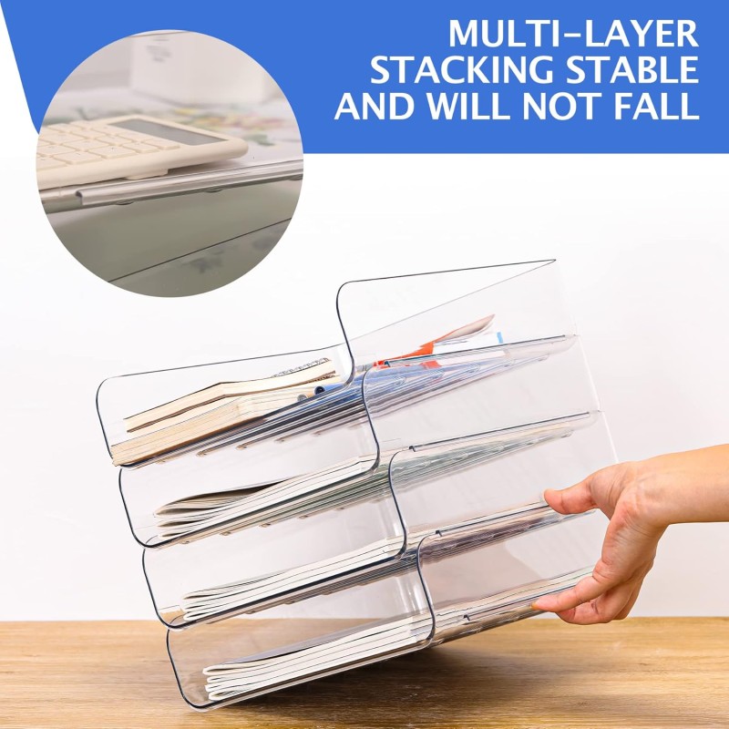 Desk Organizer Supplier - Clear Stackable Letter Tray for Office