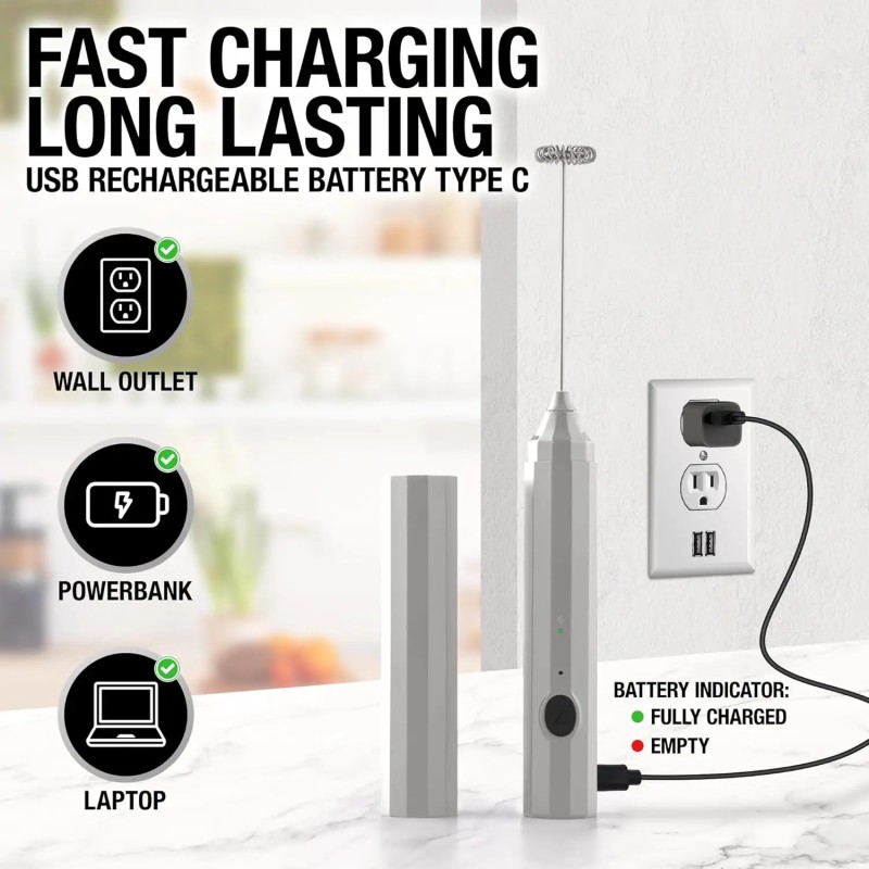 3-in-1 Frother Supplier - USB-C Rechargeable with Case
