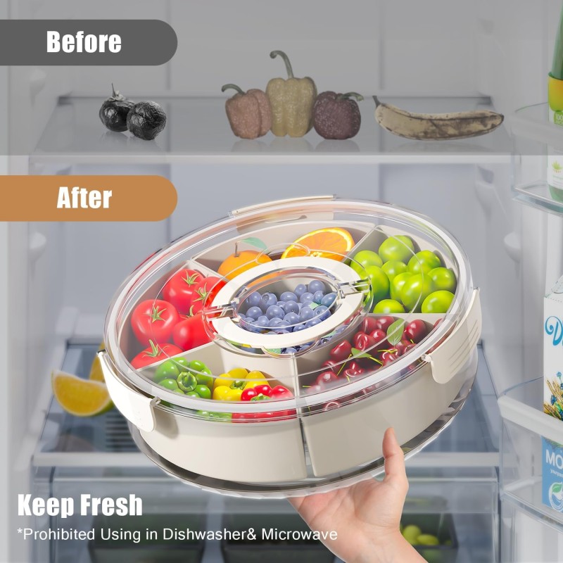 Snack Spinner Factory - Divided Rotating Tray with Lid