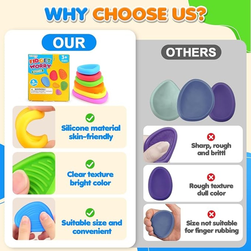 Fidget Toys Supplier - Silicone Textured Worry Stones