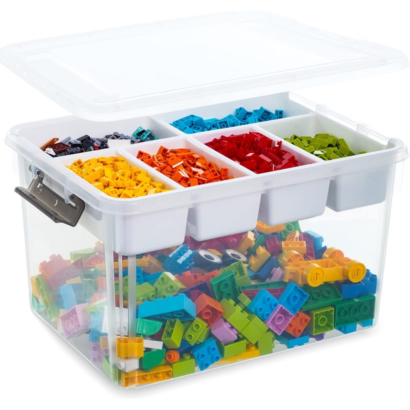 Storage Container Manufacturer - 32QT Clear Box with Removable Trays