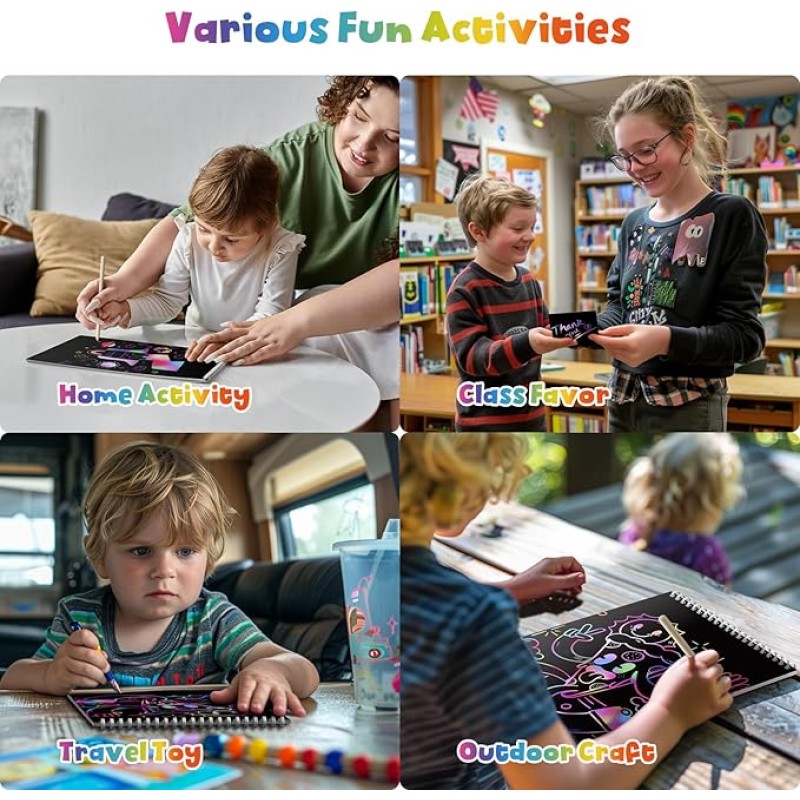 Scratch Art Paper Supplier - 130 Sheets Rainbow Scratch Paper