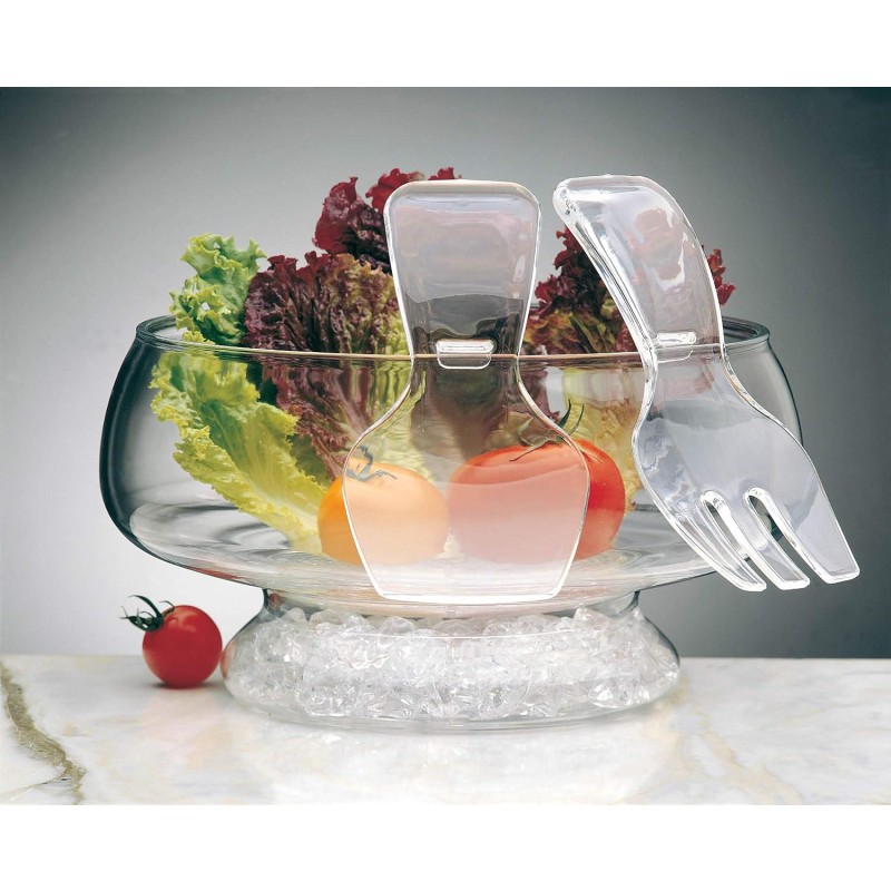 Salad Server Supplier - 6qt Clear Chilled Salad Bowl with Lid