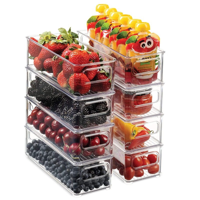 Food Storage Rack Factory - 8 Pack Stackable Bins with Handle
