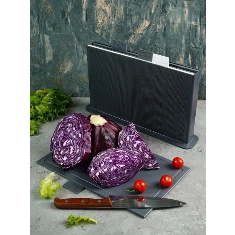 Plastic Cutting Board Factory - 4 Piece Set with Draining Rack