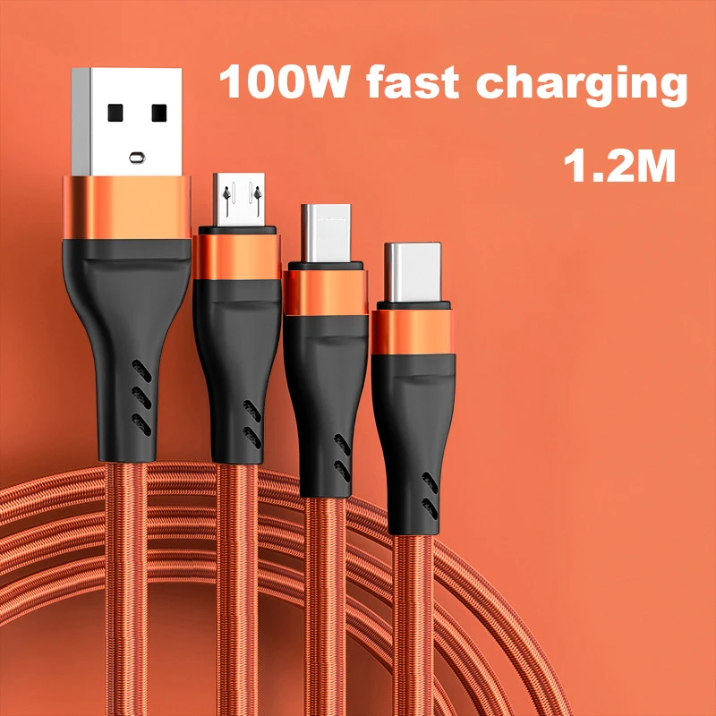 Charging Cable Supplier - 3in1 Nylon Braided 6A Fast Charge