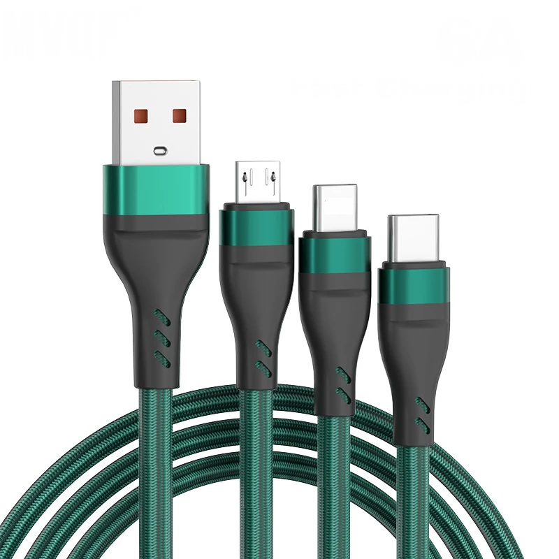 Charging Cable Supplier - 3in1 Nylon Braided 6A Fast Charge