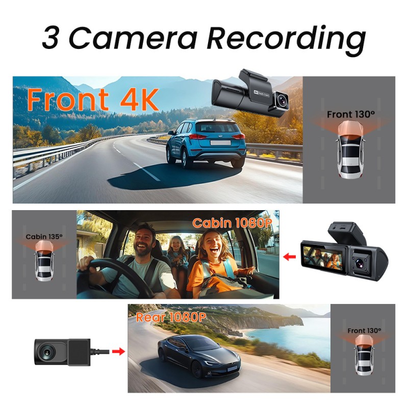 Dash Cam Manufacturer - 4K 3 Channel Built-in GPS WIFI