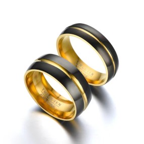 Wedding Band Supplier - Polished Titanium Steel Grooved Ring