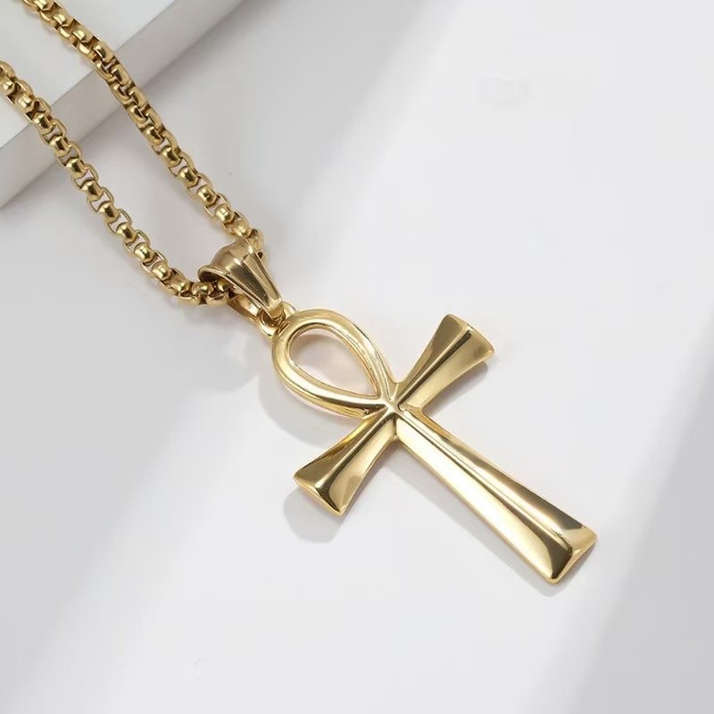 Cross Pendant Necklace Factory - Retro Gold Plated Christian Style
