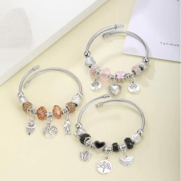 Bead Bracelet Supplier - DIY Stainless Steel Rhinestone Bangle